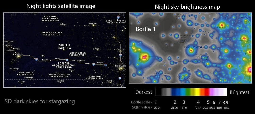 SD night sky light pollution map