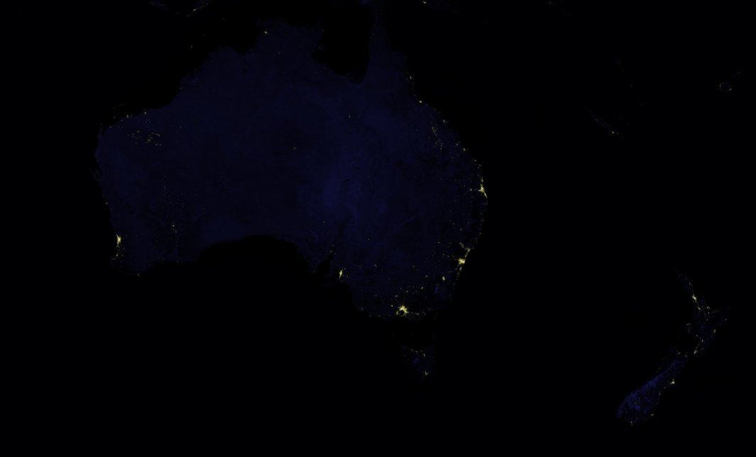 Australia nighttime satellite map